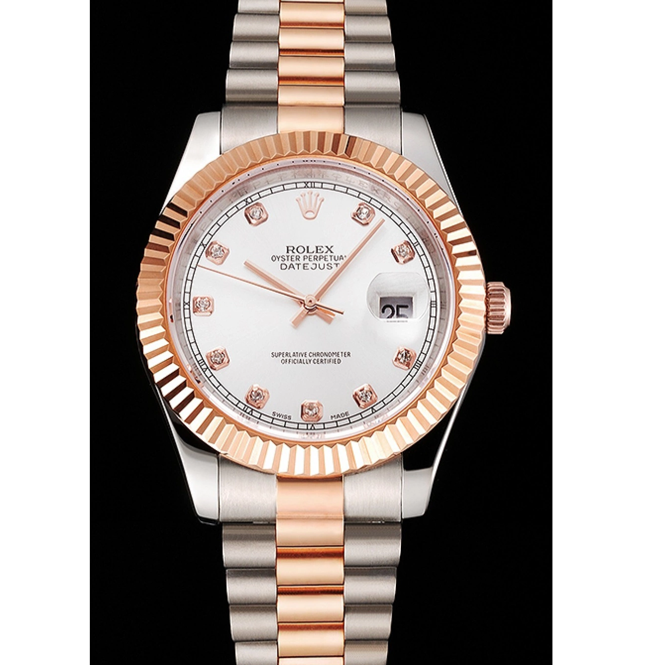 Best AAA Replica Sites Case Datejust Steel Gold Rose White Two Swiss Tone Bezel Dial Bracelet Rolex Stainless 0630